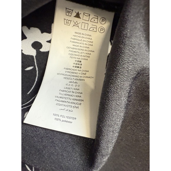 Michael Kors Jacket Womens Medium Black White Floral Full Zip Gold Accents Shirt - Picture 7 of 15